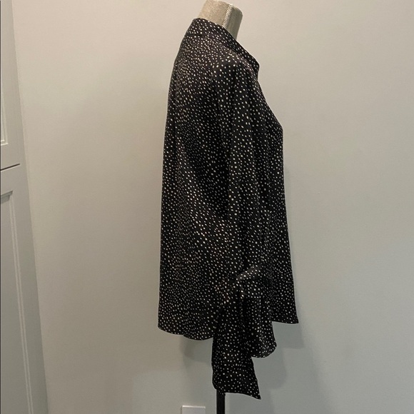 Banana Republic Dillon Polka-Dot Tie Sleeve Black Blouse Size Small/Medium - Picture 2 of 14